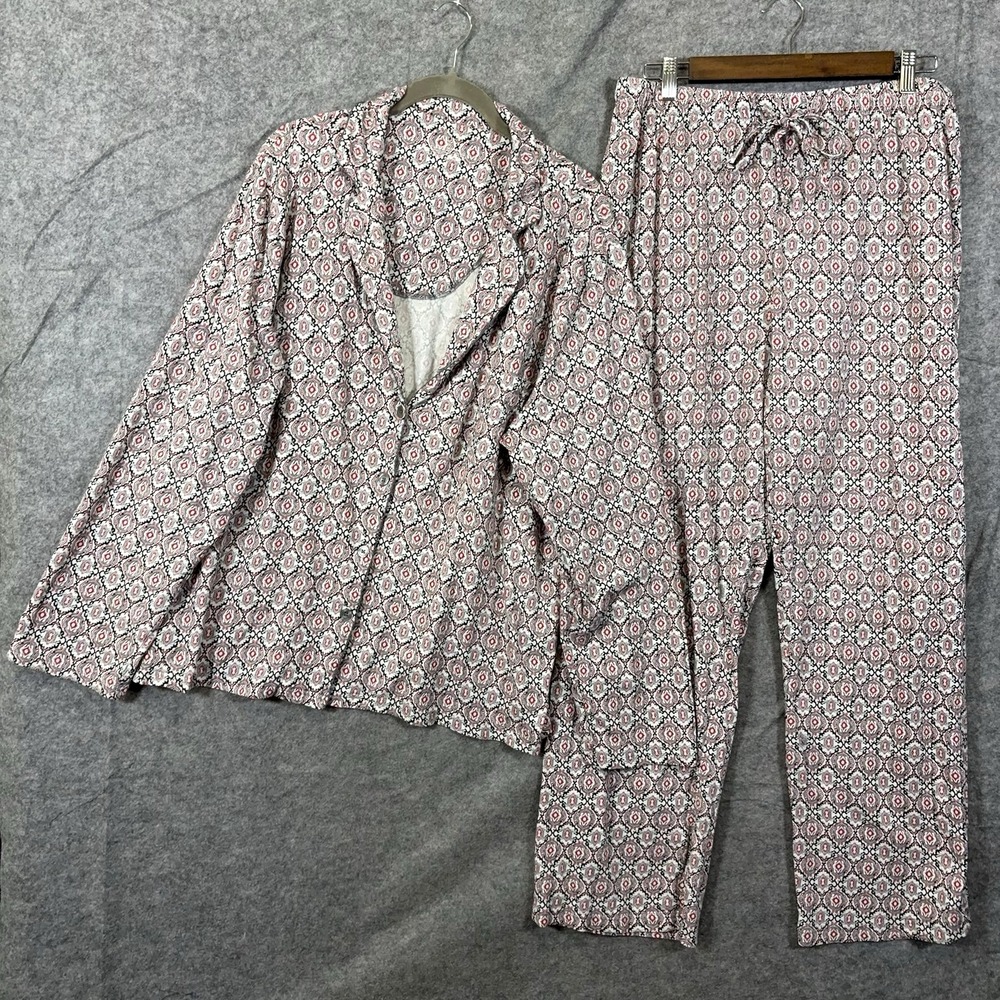 Cabernet Sleep Sense Pajama Set Womens 2X Red Black Mosaic Cotton Modal Blend